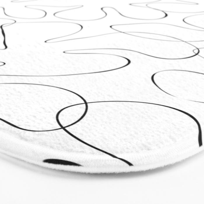 Abstract black and white floral art pattern Bath Mat Gallery Image 3