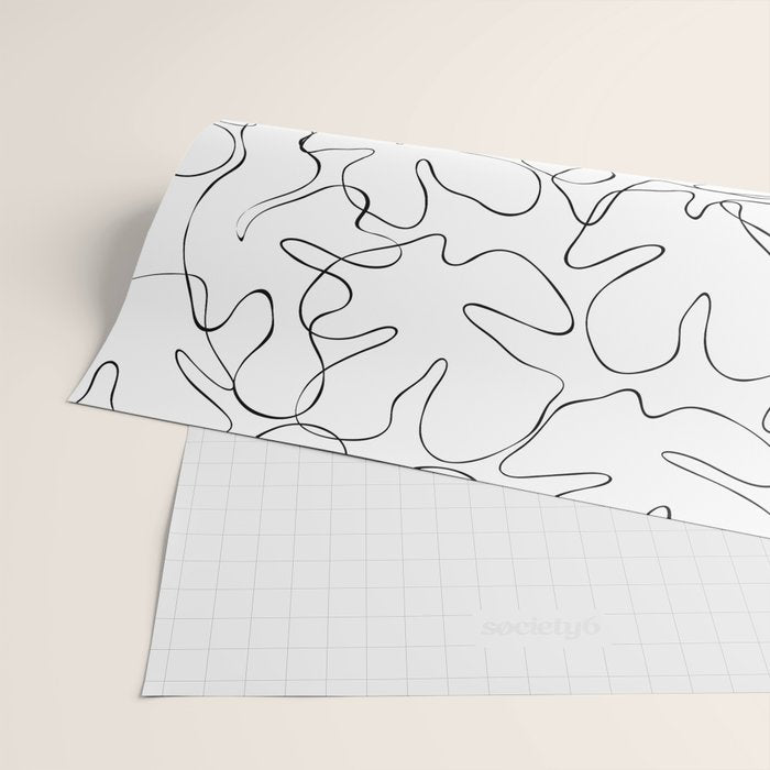 Abstract black and white floral art pattern Wrapping Paper Gallery Image 2