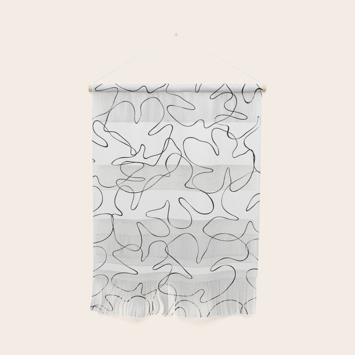 Abstract black and white floral art pattern Wall Hanging Gallery Image 1