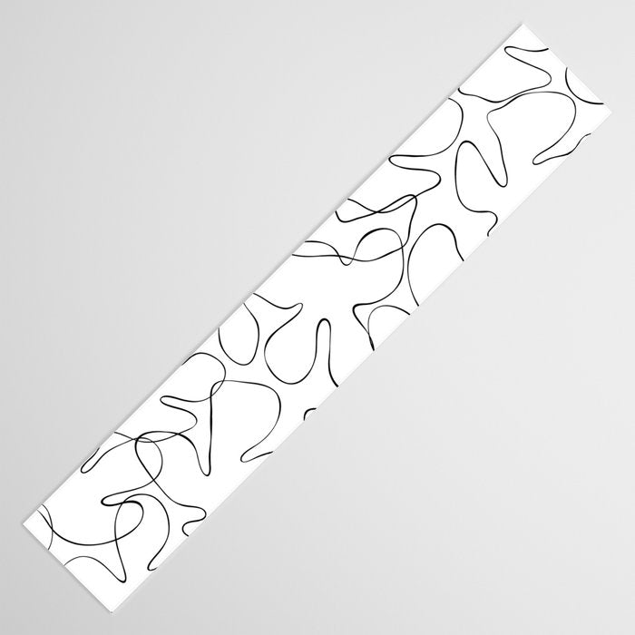 Abstract black and white floral art pattern Table Runner Gallery Image 3