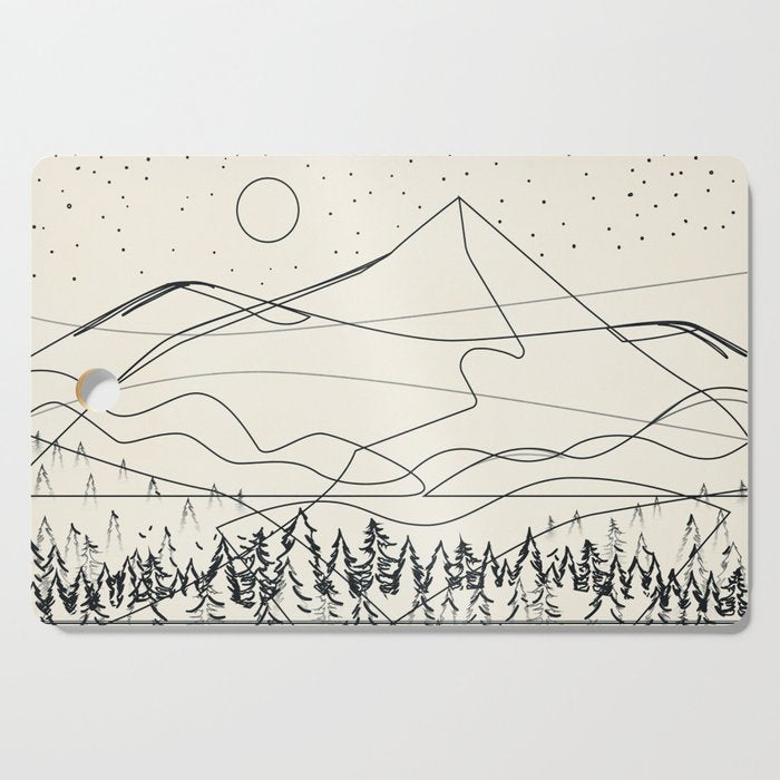 Minimal Line Mountain Beauty III Cutting Board Gallery Image 1