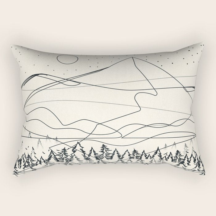 Minimal Line Mountain Beauty III Rectangular Pillow Gallery Image 1