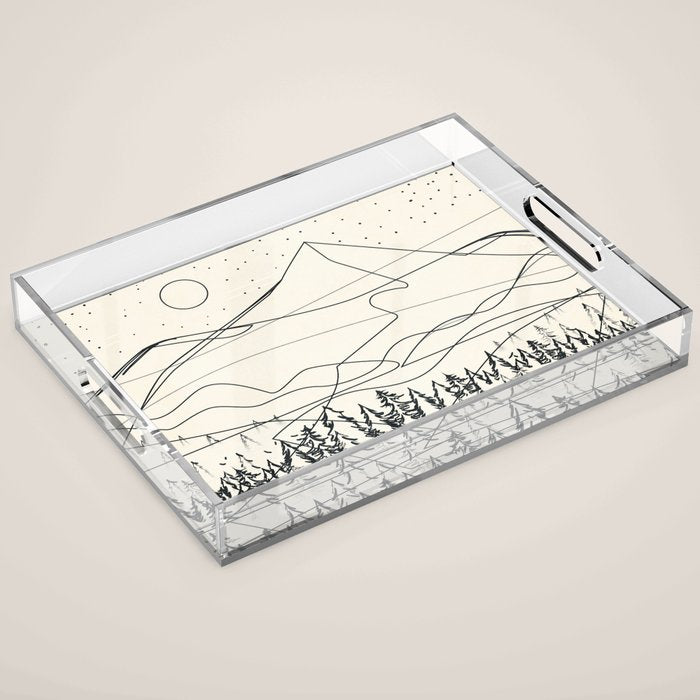 Minimal Line Mountain Beauty III Acrylic Tray Gallery Image 1