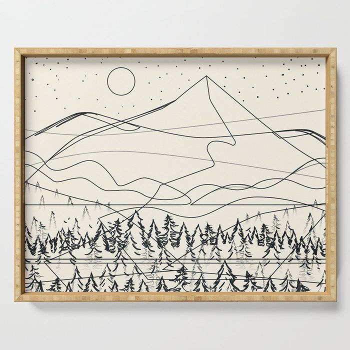 Minimal Line Mountain Beauty III Serving Tray Gallery Image 1