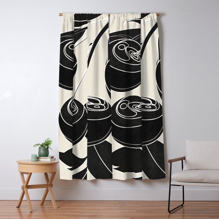 Minimalist Cherry Fruit Line Art 1 Window Curtain Gallery Image 5