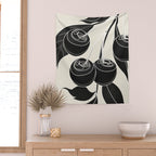 Minimalist Cherry Fruit Line Art 1 Wall Tapestry Gallery Image 2