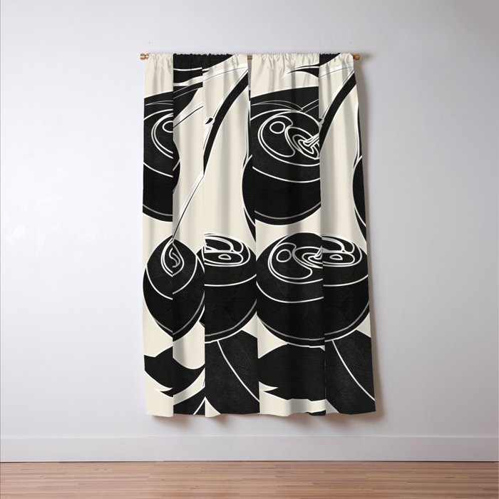 Minimalist Cherry Fruit Line Art 1 Window Curtain Gallery Image 3
