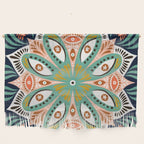 Floral Eye Mandala - Blue & Blush Wall Hanging Gallery Image 1