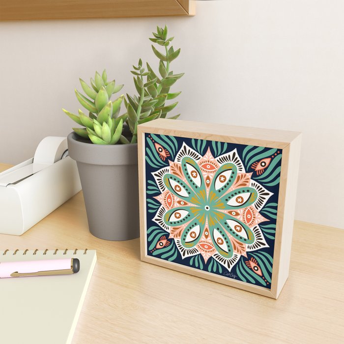 Floral Eye Mandala - Blue & Blush Mini Art Print Gallery Image 2