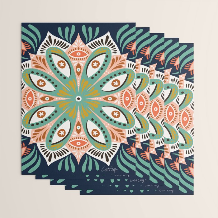 Floral Eye Mandala - Blue & Blush Wrapping Paper Gallery Image 3
