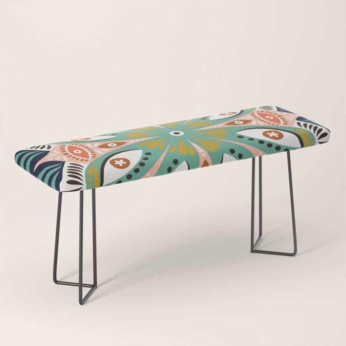 Floral Eye Mandala - Blue & Blush Bench Gallery Image 1