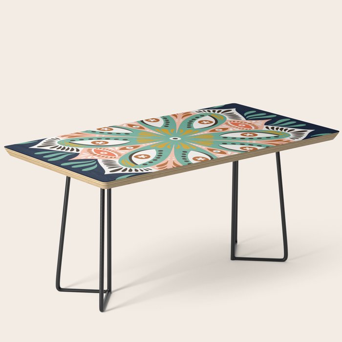 Floral Eye Mandala - Blue & Blush Coffee Table Gallery Image 1