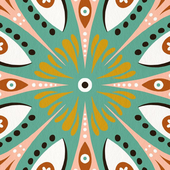Floral Eye Mandala - Blue & Blush Coffee Mug Gallery Image 2