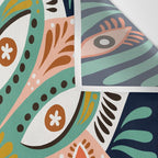 Floral Eye Mandala - Blue & Blush Wall Tapestry Gallery Image 3