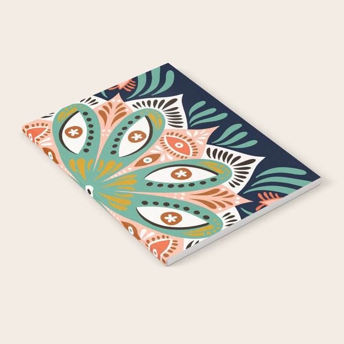 Floral Eye Mandala - Blue & Blush Notebook Gallery Image 2
