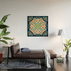 Floral Eye Mandala - Blue & Blush Wood Wall Art Gallery Image 2