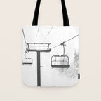 Chairlift Abyss // Black and White Chair Lift Ride to the Top Colorado Mountain Artwork Tote Bag Gallery Image 1