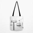 Chairlift Abyss // Black and White Chair Lift Ride to the Top Colorado Mountain Artwork Tote Bag Gallery Image 2