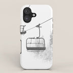 Chairlift Abyss // Black and White Chair Lift Ride to the Top Colorado Mountain Artwork iPhone Case Gallery Image 1