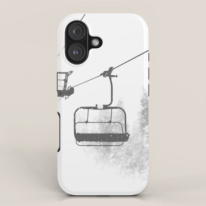 Chairlift Abyss // Black and White Chair Lift Ride to the Top Colorado Mountain Artwork iPhone Case Gallery Image 1