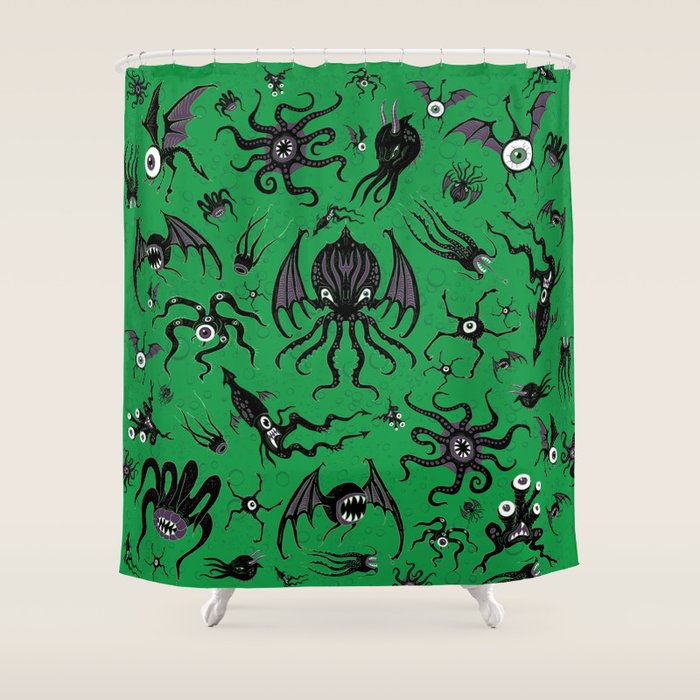 Cosmic Horror Critters Shower Curtain Gallery Image 1