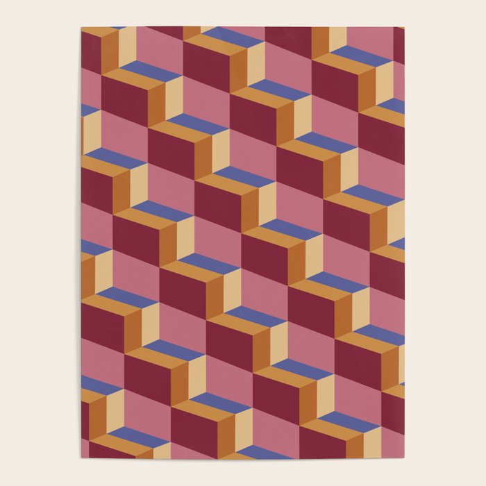 Cuboid Geometric Abstract Shapes Pattern XVIII Poster Gallery Image 1