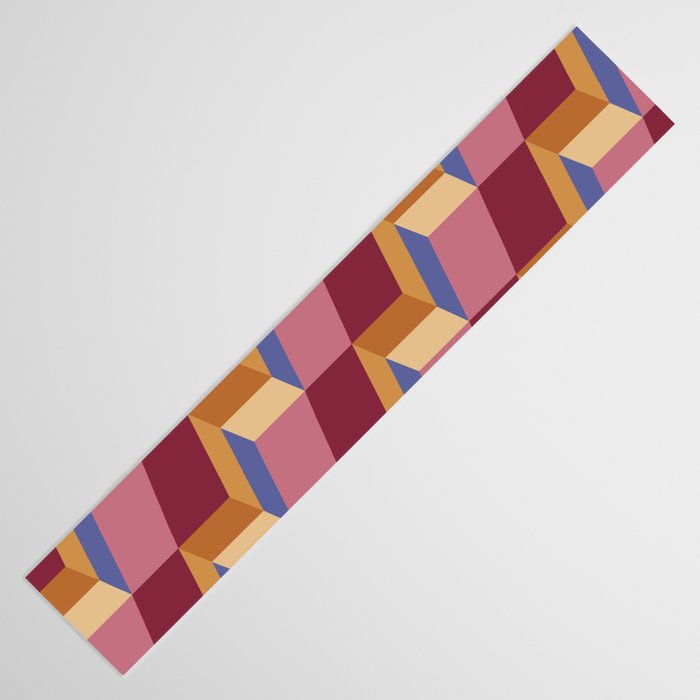 Cuboid Geometric Abstract Shapes Pattern XVIII Table Runner Gallery Image 3