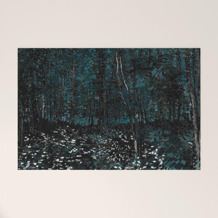 Dark Teal Van Gogh Trees & Underwood Welcome Mat Gallery Image 1