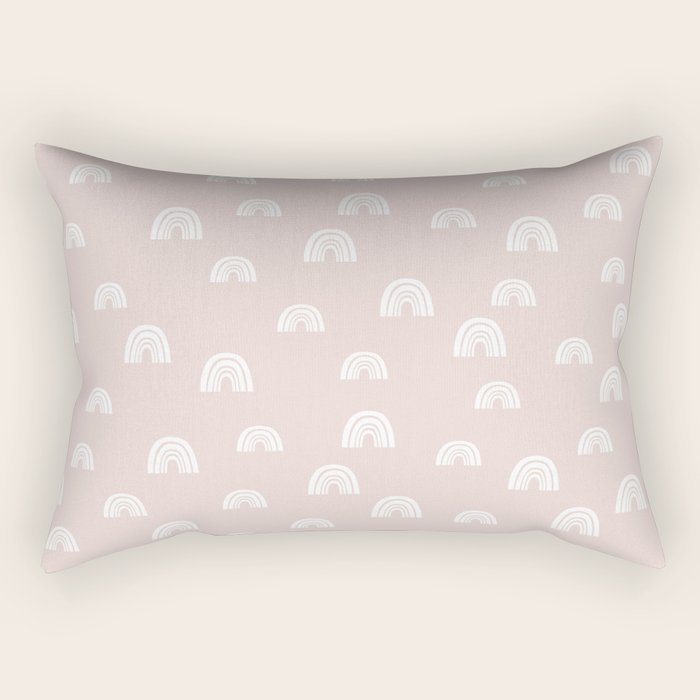 Boho Pink Rainbow - Pink & White Rainbow Pattern - Kids Rainbow Nursery Rectangular Pillow Gallery Image 2