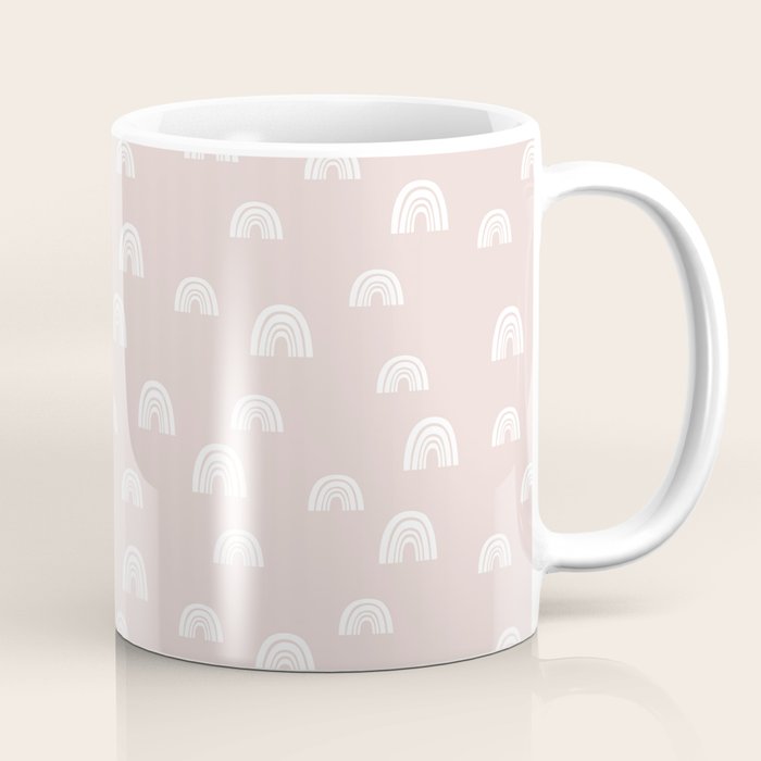 Boho Pink Rainbow - Pink & White Rainbow Pattern - Kids Rainbow Nursery Coffee Mug Gallery Image 1