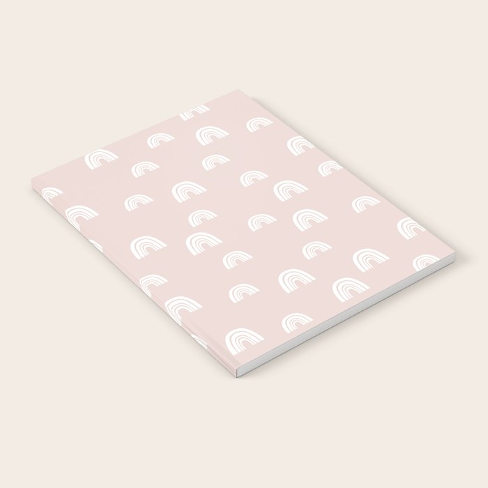 Boho Pink Rainbow - Pink & White Rainbow Pattern - Kids Rainbow Nursery Notebook Gallery Image 1