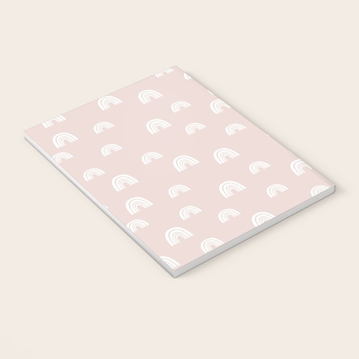 Boho Pink Rainbow - Pink & White Rainbow Pattern - Kids Rainbow Nursery Notebook Gallery Image 3