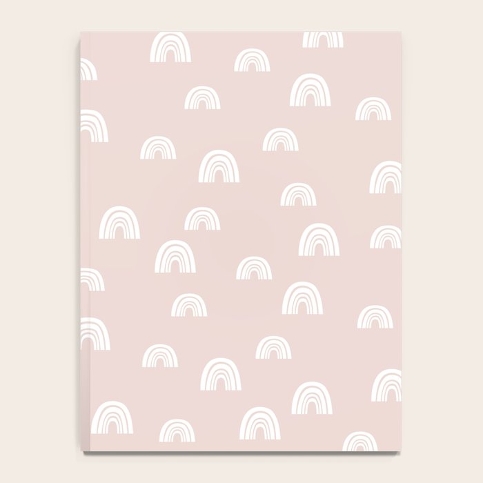 Boho Pink Rainbow - Pink & White Rainbow Pattern - Kids Rainbow Nursery Notebook Gallery Image 4