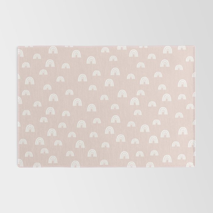 Boho Pink Rainbow - Pink & White Rainbow Pattern - Kids Rainbow Nursery Rug Gallery Image 2