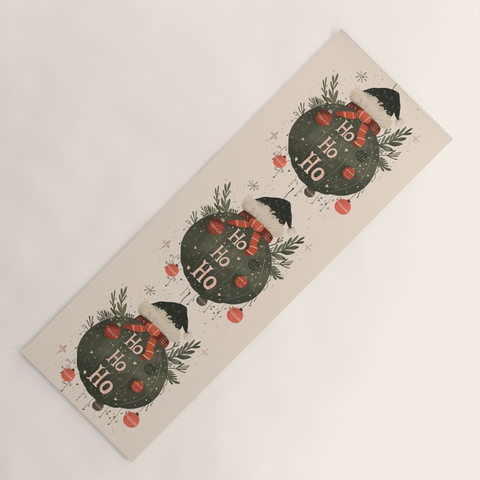 Festive Ho Ho Ho Bauble Yoga Mat Gallery Image 1