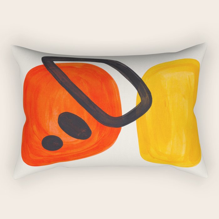 Colorful Mid Century Modern Abstract Fun Shapes Patterns Space Age Orange Yellow Orbit Bubbles Rectangular Pillow Gallery Image 2