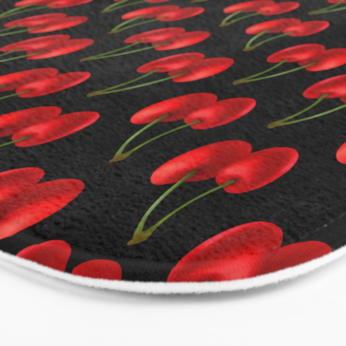 Y2K Cherries - Black Pattern Large Bath Mat Gallery Image 3