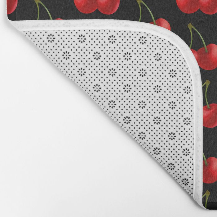 Y2K Cherries - Black Pattern Large Bath Mat Gallery Image 2