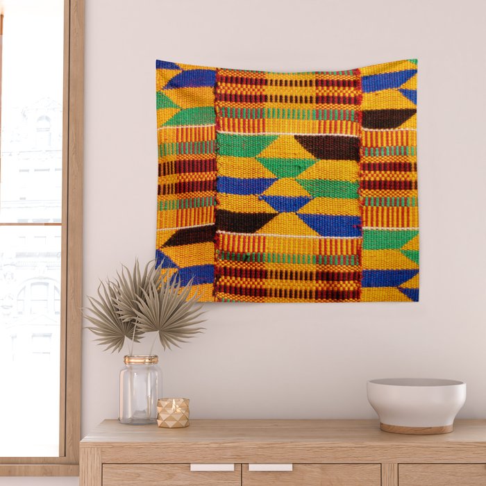 Kente Cloth Pattern Traditional African Wall Tapestry Gallery Image 2