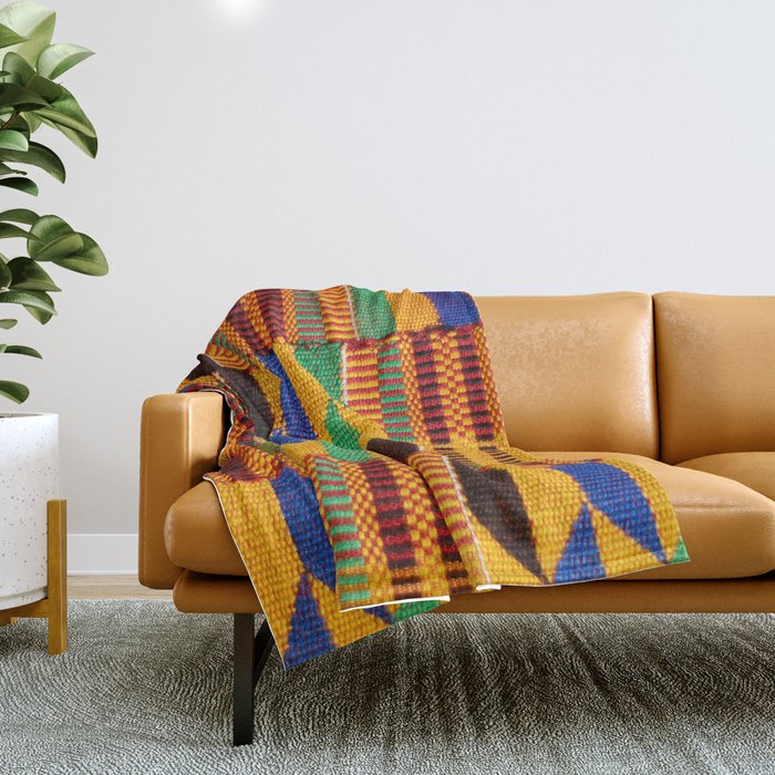 Kente Cloth Pattern Traditional African Throw Blanket Gallery Image 1