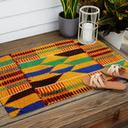 Kente Cloth Pattern Traditional African Outdoor Rug Gallery Image 2