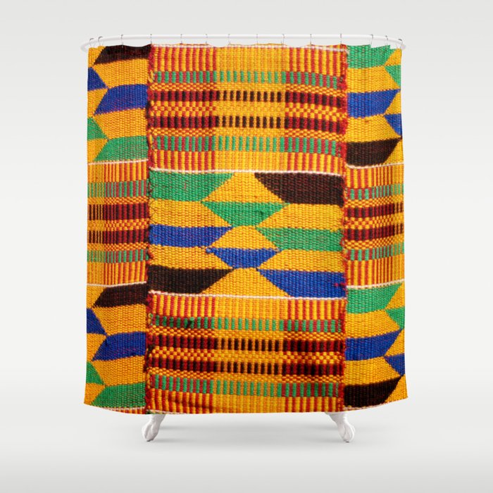 Kente Cloth Pattern Traditional African Shower Curtain Gallery Image 1