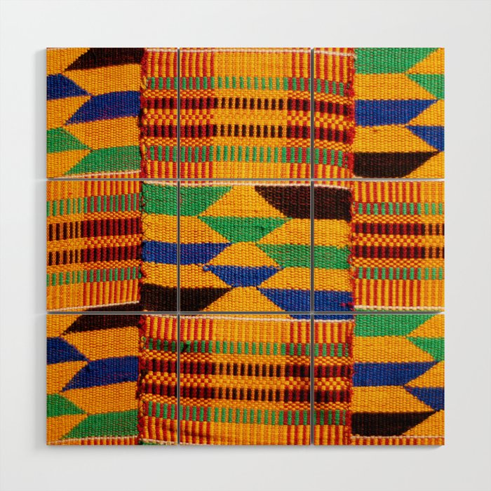 Kente Cloth Pattern Traditional African Wood Wall Art Gallery Image 1