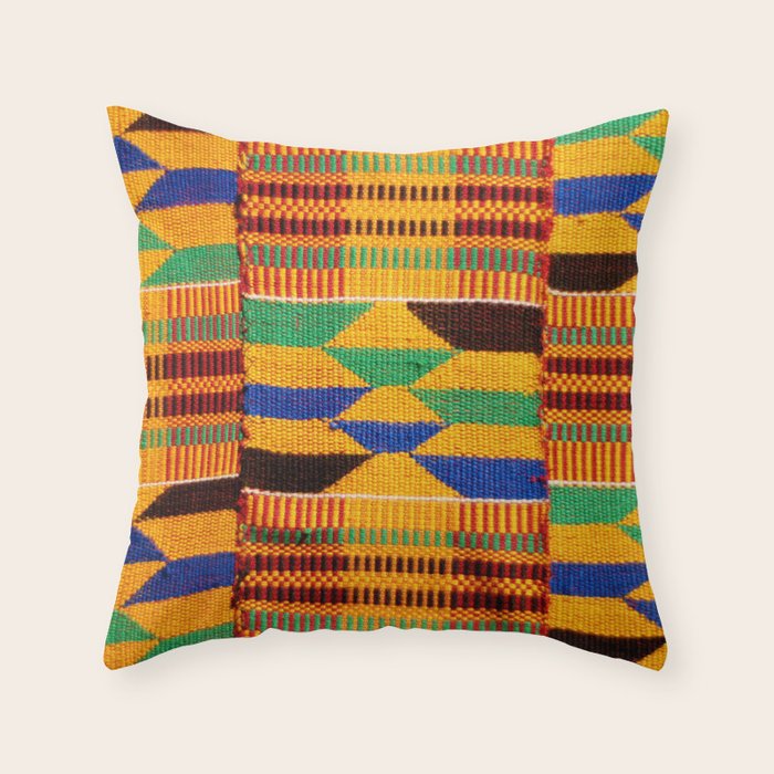 Kente Cloth Pattern Traditional African Throw Pillow Gallery Image 6