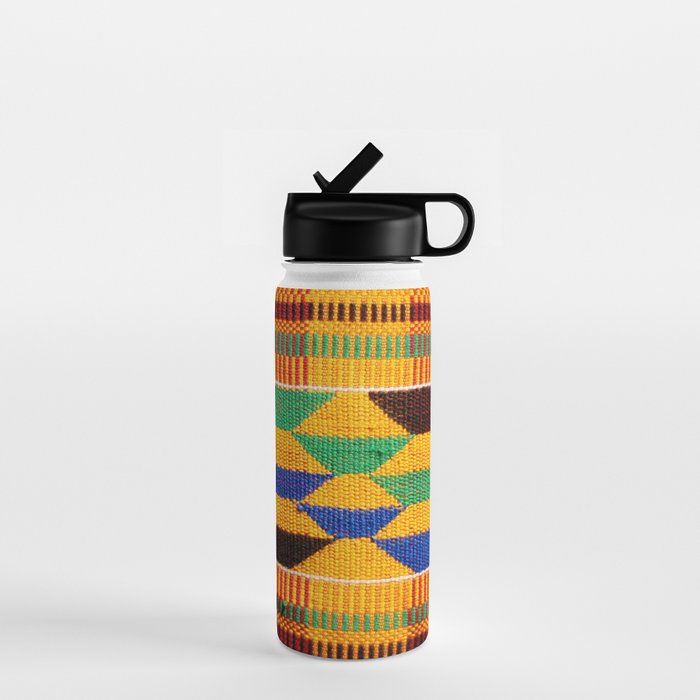 Kente Cloth Pattern Traditional African Water Bottle Gallery Image 1