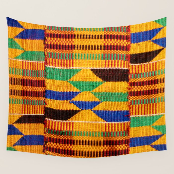 Kente Cloth Pattern Traditional African Wall Tapestry Gallery Image 1
