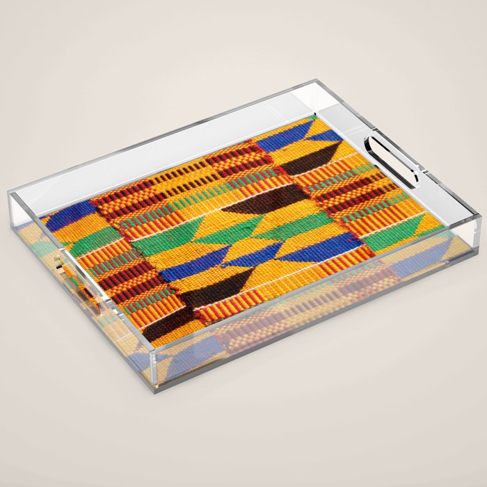 Kente Cloth Pattern Traditional African Acrylic Tray Gallery Image 1