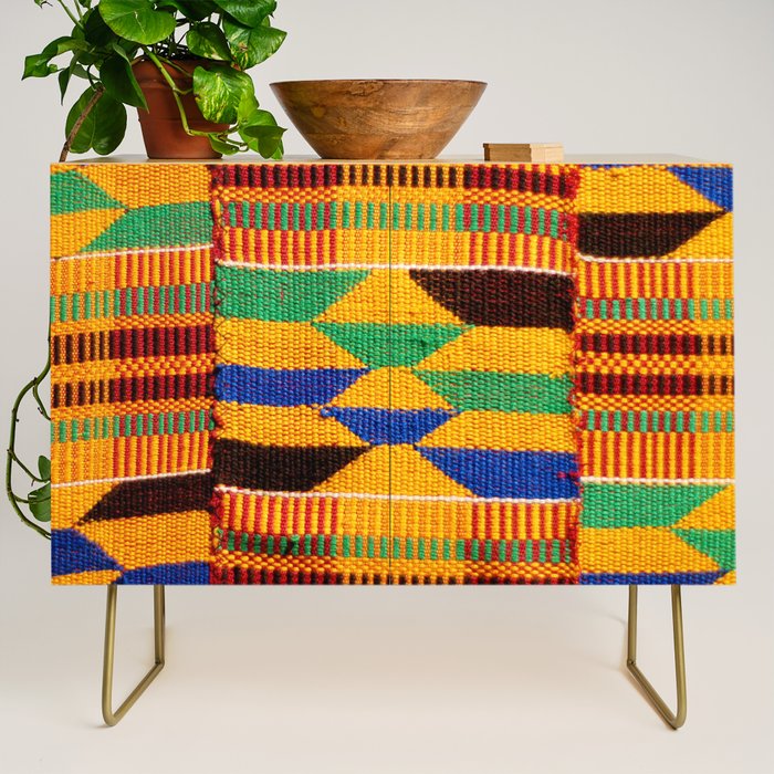 Kente Cloth Pattern Traditional African Credenza Gallery Image 1