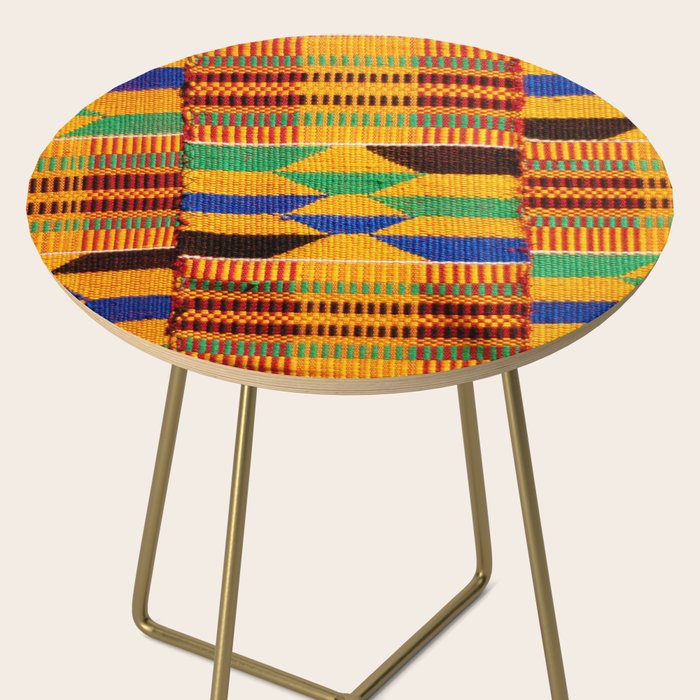Kente Cloth Pattern Traditional African Side Table Gallery Image 2