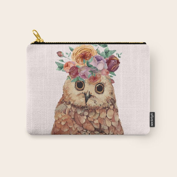 Owl with Flowers Carry All Pouch Gallery Image 1